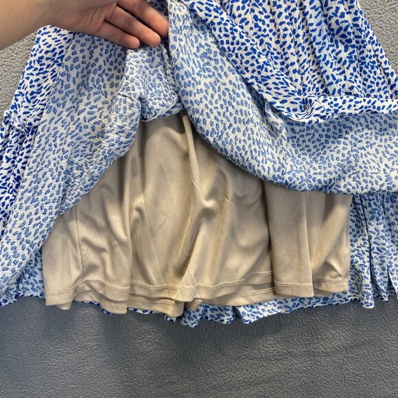 LOVESTITCH Womens Mini Dress White Blue Sleeveless Tiered V-neck Size M,Preppy - Picture 7 of 11